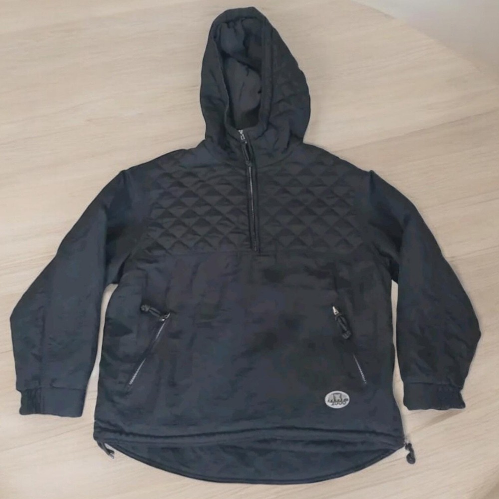 Express EXP 2000 Jacket Mens Small Black 90s Y2k Vintage Pullover‎ Nylon Baggy